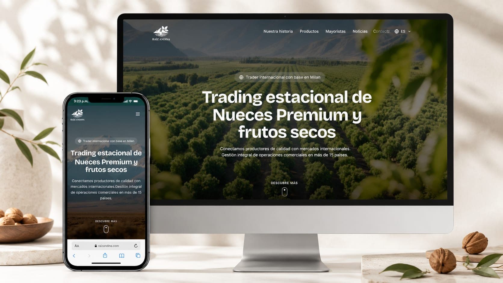 Sitio de Raíz Andina hecho por loco22 — B2B · Web corporativa