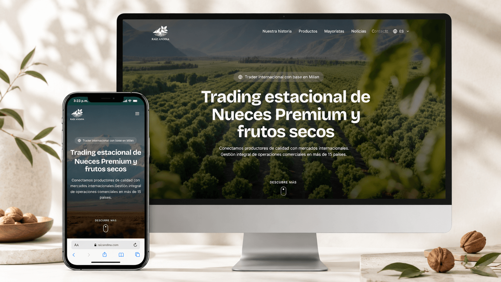 Sitio de Raíz Andina hecho por loco22 — B2B · Web corporativa